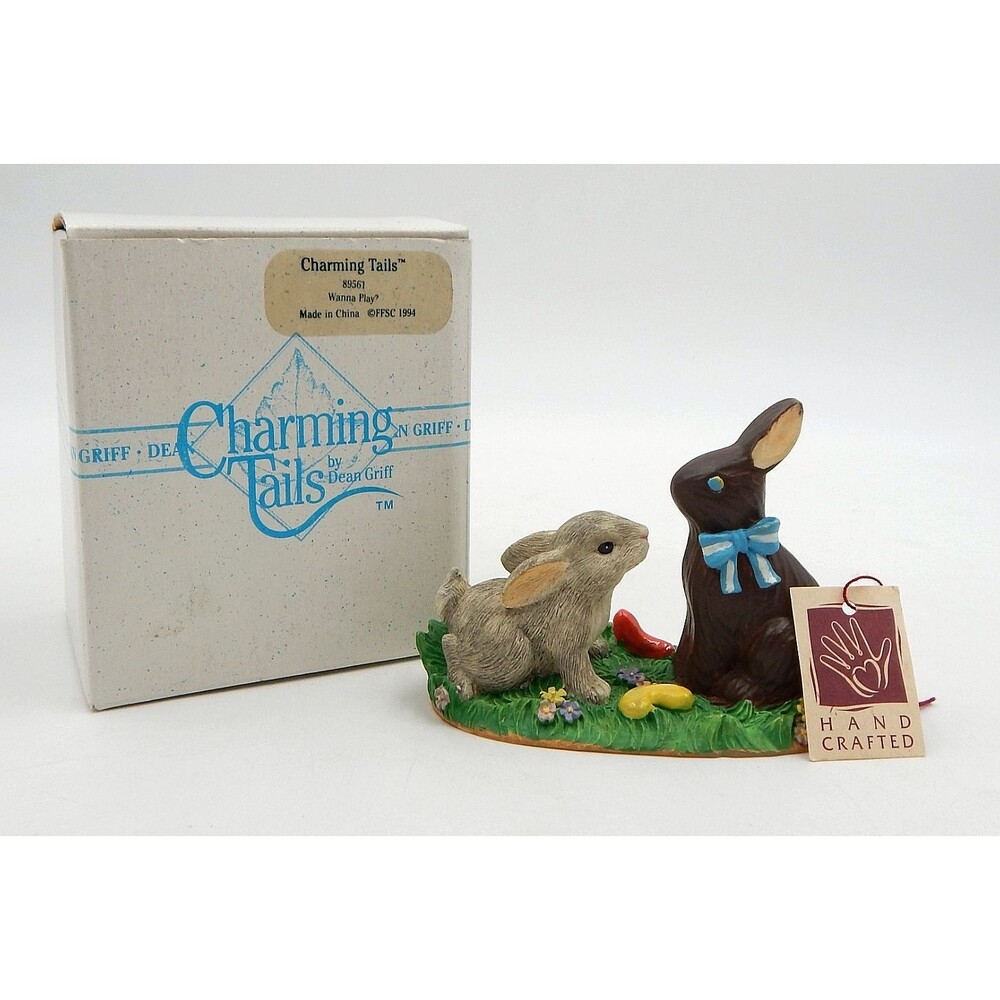 Charming Tails Wanna Play? Rabbit Figurine Retired Silvestri 89-561 Easter 1994